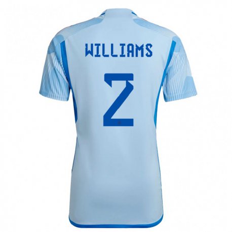 Kandiny Kinder Spanische Nico Williams #2 Himmelblau Auswärtstrikot Trikot 22-24 T-shirt