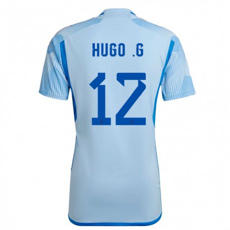 Kandiny Kinder Spanische Hugo Guillamon #12 Himmelblau Auswärtstrikot Trikot 22-24 T-shirt