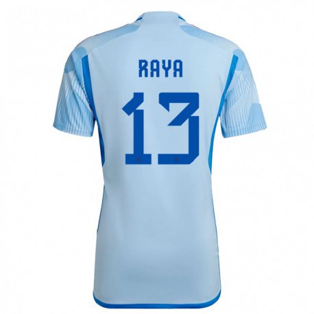 Kandiny Kinder Spanische David Raya #13 Himmelblau Auswärtstrikot Trikot 22-24 T-shirt