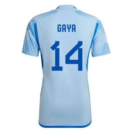 Kandiny Kinder Spanische Jose Gaya #14 Himmelblau Auswärtstrikot Trikot 22-24 T-shirt