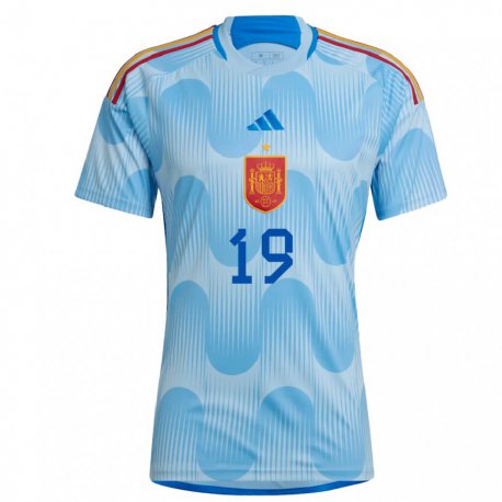 Kandiny Kinder Spanische Carlos Soler #19 Himmelblau Auswärtstrikot Trikot 22-24 T-shirt