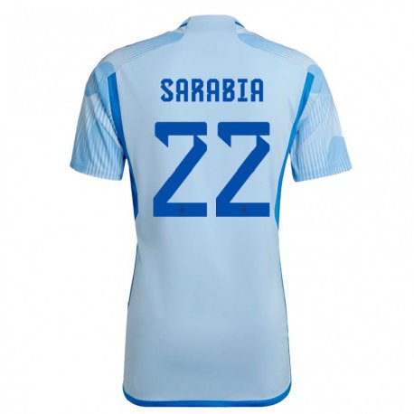 Kandiny Kinder Spanische Pablo Sarabia #22 Himmelblau Auswärtstrikot Trikot 22-24 T-shirt