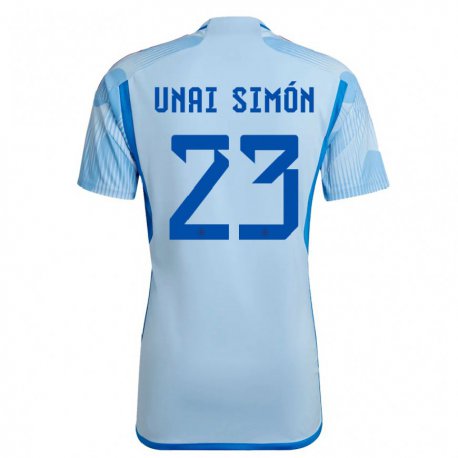 Kandiny Kinder Spanische Unai Simon #23 Himmelblau Auswärtstrikot Trikot 22-24 T-shirt