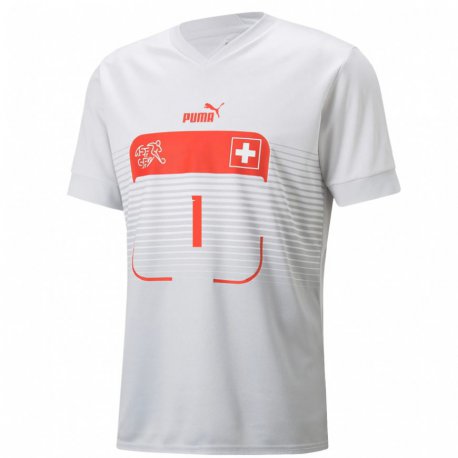 Kandiny Kinder Schweizer Yann Sommer #1 Weiß Auswärtstrikot Trikot 22-24 T-shirt