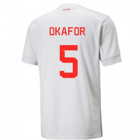 Kandiny Kinder Schweizer Noah Okafor #5 Weiß Auswärtstrikot Trikot 22-24 T-shirt