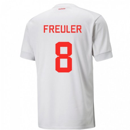 Kandiny Kinder Schweizer Remo Freuler #8 Weiß Auswärtstrikot Trikot 22-24 T-shirt