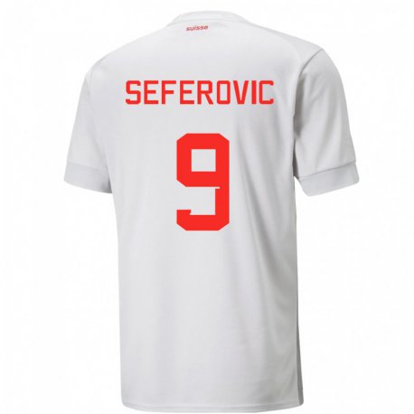 Kandiny Kinder Schweizer Haris Seferovic #9 Weiß Auswärtstrikot Trikot 22-24 T-shirt
