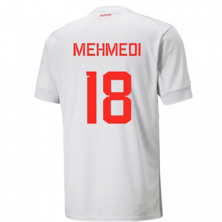 Kandiny Kinder Schweizer Admir Mehmedi #18 Weiß Auswärtstrikot Trikot 22-24 T-shirt