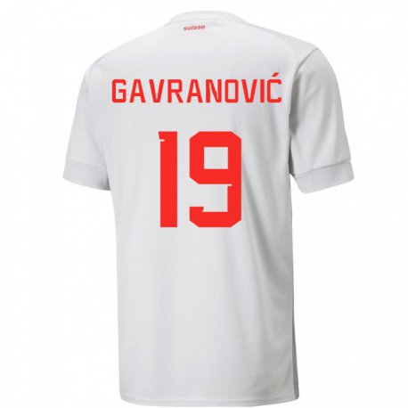 Kandiny Kinder Schweizer Mario Gavranovic #19 Weiß Auswärtstrikot Trikot 22-24 T-shirt