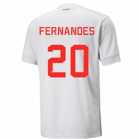 Kandiny Kinder Schweizer Edimilson Fernandes #20 Weiß Auswärtstrikot Trikot 22-24 T-shirt