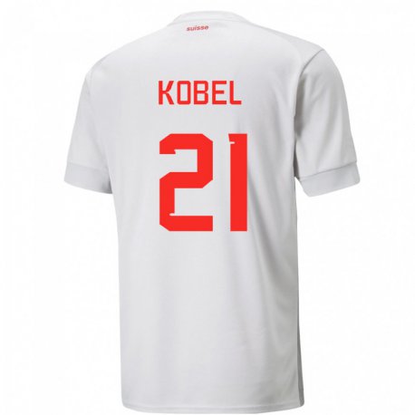 Kandiny Kinder Schweizer Gregor Kobel #21 Weiß Auswärtstrikot Trikot 22-24 T-shirt
