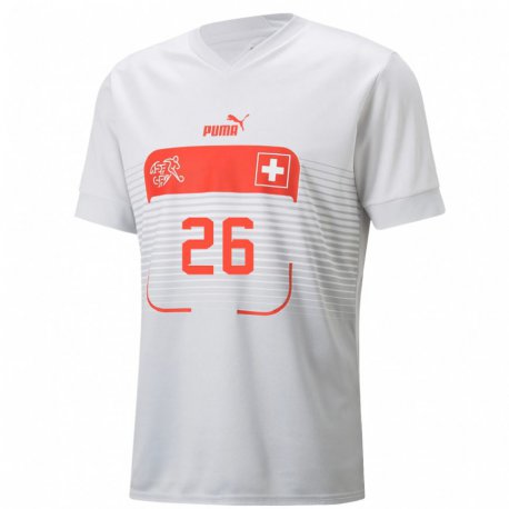 Kandiny Kinder Schweizer Jordan Lotomba #26 Weiß Auswärtstrikot Trikot 22-24 T-shirt