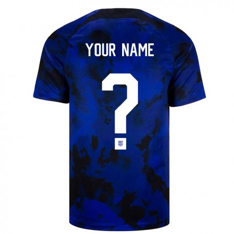 Kandiny Kinder Us-amerikanische Ihren Namen #0 Königsblau Auswärtstrikot Trikot 22-24 T-shirt