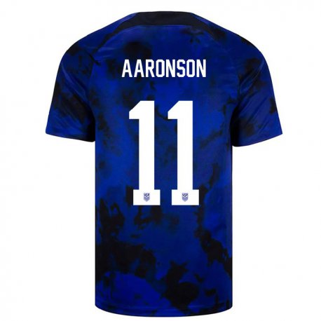 Kandiny Kinder Us-amerikanische Brenden Aaronson #11 Königsblau Auswärtstrikot Trikot 22-24 T-shirt