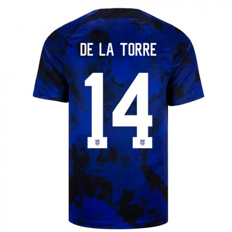Kandiny Kinder Us-amerikanische Luca De La Torre #14 Königsblau Auswärtstrikot Trikot 22-24 T-shirt