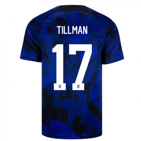 Kandiny Kinder Us-amerikanische Malik Tillman #17 Königsblau Auswärtstrikot Trikot 22-24 T-shirt