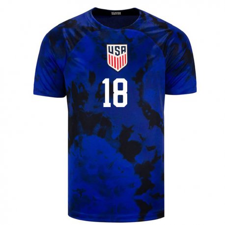 Kandiny Kinder Us-amerikanische Ricardo Pepi #18 Königsblau Auswärtstrikot Trikot 22-24 T-shirt