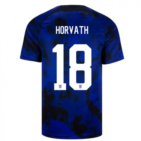 Kandiny Kinder Us-amerikanische Ethan Horvath #18 Königsblau Auswärtstrikot Trikot 22-24 T-shirt