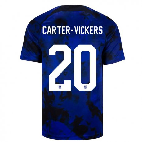 Kandiny Kinder Us-amerikanische Cameron Carter-vickers #20 Königsblau Auswärtstrikot Trikot 22-24 T-shirt