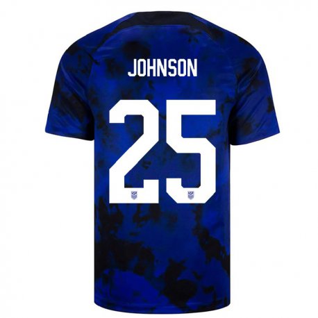 Kandiny Kinder Us-amerikanische Sean Johnson #25 Königsblau Auswärtstrikot Trikot 22-24 T-shirt
