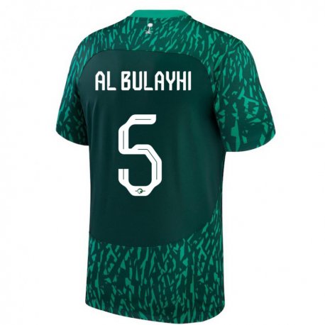 Kandiny Kinder Saudi-arabische Ali Al Bulayhi #5 Dunkelgrün Auswärtstrikot Trikot 22-24 T-shirt