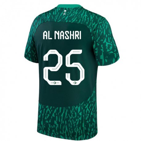 Kandiny Kinder Saudi-arabische Awad Al Nashri #25 Dunkelgrün Auswärtstrikot Trikot 22-24 T-shirt