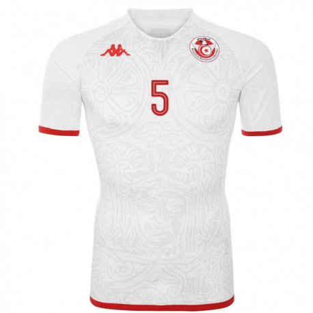 Kandiny Kinder Tunesische Nader Ghandri #5 Weiß Auswärtstrikot Trikot 22-24 T-shirt