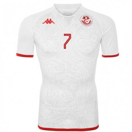 Kandiny Kinder Tunesische Youssef M Sakni #7 Weiß Auswärtstrikot Trikot 22-24 T-shirt