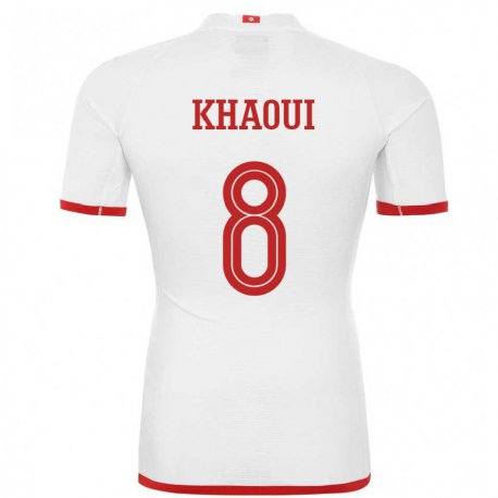 Kandiny Kinder Tunesische Saif Eddine Khaoui #8 Weiß Auswärtstrikot Trikot 22-24 T-shirt