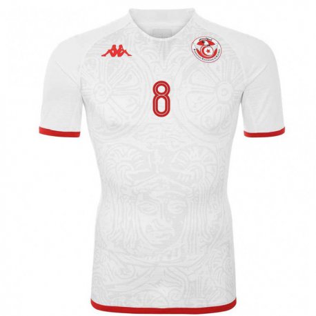 Kandiny Kinder Tunesische Saif Eddine Khaoui #8 Weiß Auswärtstrikot Trikot 22-24 T-shirt