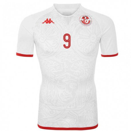 Kandiny Kinder Tunesische Mortadha Ben Ouanes #9 Weiß Auswärtstrikot Trikot 22-24 T-shirt