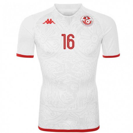 Kandiny Kinder Tunesische Aymen Dahmen #16 Weiß Auswärtstrikot Trikot 22-24 T-shirt