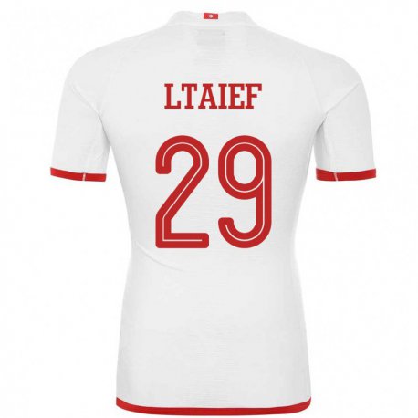 Kandiny Kinder Tunesische Sayfallah Ltaief #29 Weiß Auswärtstrikot Trikot 22-24 T-shirt