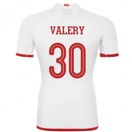 Kandiny Kinder Tunesische Yann Valery #30 Weiß Auswärtstrikot Trikot 22-24 T-shirt