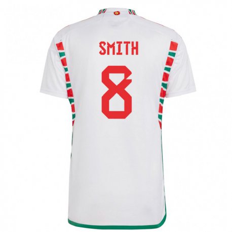 Kandiny Kinder Walisische Matt Smith #8 Weiß Auswärtstrikot Trikot 22-24 T-shirt