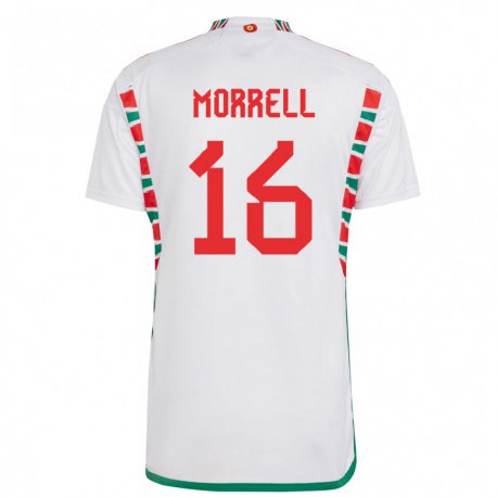 Kandiny Kinder Walisische Joe Morrell #16 Weiß Auswärtstrikot Trikot 22-24 T-shirt