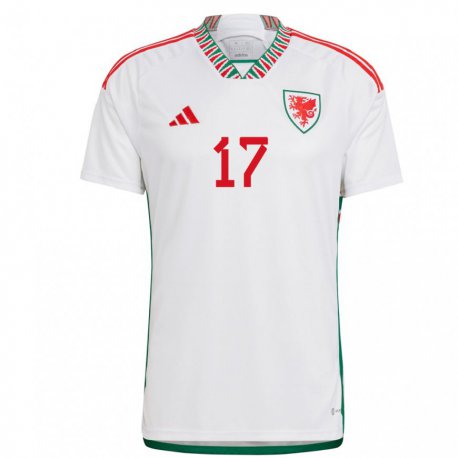 Kandiny Kinder Walisische Rhys Norrington Davies #17 Weiß Auswärtstrikot Trikot 22-24 T-shirt