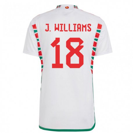 Kandiny Kinder Walisische Jonathan Williams #18 Weiß Auswärtstrikot Trikot 22-24 T-shirt