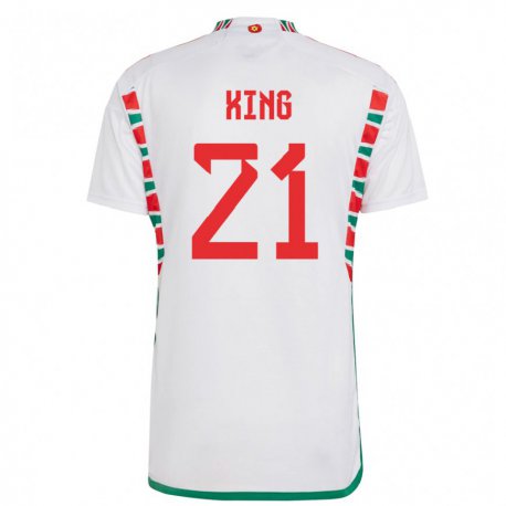Kandiny Kinder Walisische Tom King #21 Weiß Auswärtstrikot Trikot 22-24 T-shirt