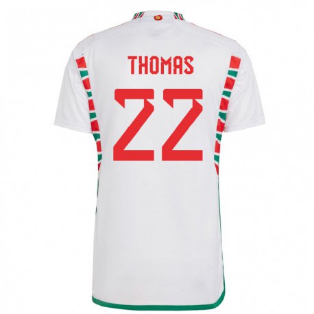 Kandiny Kinder Walisische Sorba Thomas #22 Weiß Auswärtstrikot Trikot 22-24 T-shirt