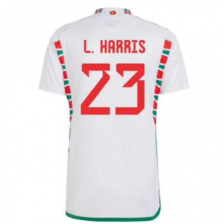 Kandiny Kinder Walisische Luke Harris #23 Weiß Auswärtstrikot Trikot 22-24 T-shirt