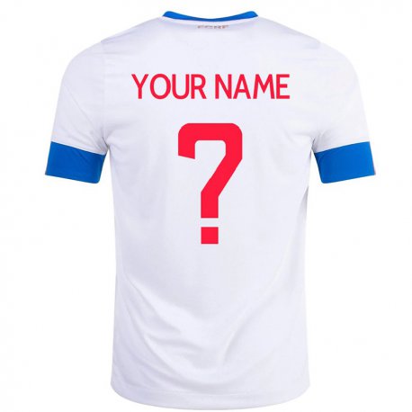 Kandiny Kinder Costa-ricanische Ihren Namen #0 Weiß Auswärtstrikot Trikot 22-24 T-shirt