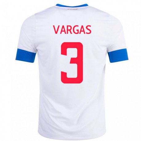 Kandiny Kinder Costa-ricanische Juan Pablo Vargas #3 Weiß Auswärtstrikot Trikot 22-24 T-shirt