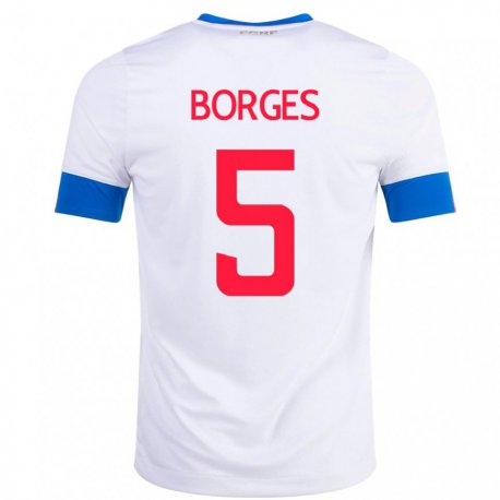 Kandiny Kinder Costa-ricanische Celso Borges #5 Weiß Auswärtstrikot Trikot 22-24 T-shirt