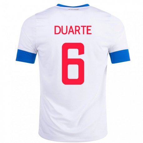 Kandiny Kinder Costa-ricanische Oscar Duarte #6 Weiß Auswärtstrikot Trikot 22-24 T-shirt