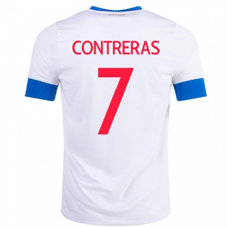 Kandiny Kinder Costa-ricanische Anthony Contreras #7 Weiß Auswärtstrikot Trikot 22-24 T-shirt