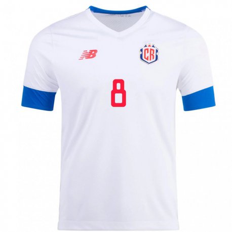 Kandiny Kinder Costa-ricanische Bryan Oviedo #8 Weiß Auswärtstrikot Trikot 22-24 T-shirt