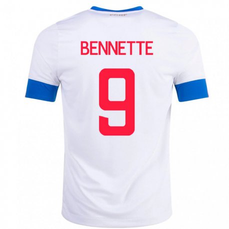 Kandiny Kinder Costa-ricanische Jewison Bennette #9 Weiß Auswärtstrikot Trikot 22-24 T-shirt
