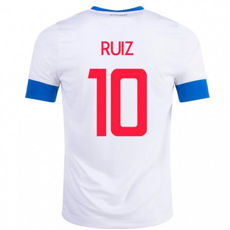 Kandiny Kinder Costa-ricanische Bryan Ruiz #10 Weiß Auswärtstrikot Trikot 22-24 T-shirt
