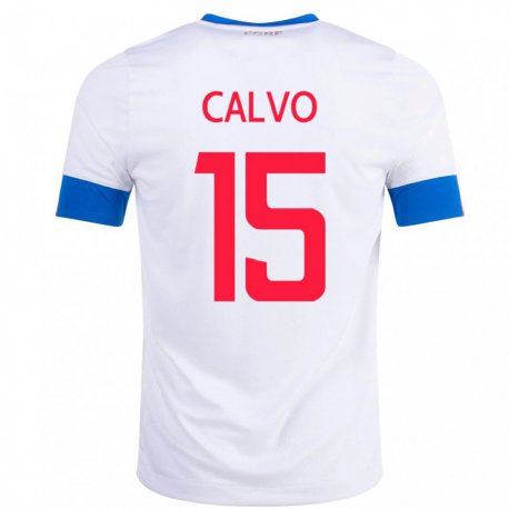 Kandiny Kinder Costa-ricanische Francisco Calvo #15 Weiß Auswärtstrikot Trikot 22-24 T-shirt